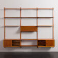 23298 threebay teak wall unit with two cabinets-7