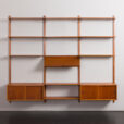 23298 threebay teak wall unit with two cabinets-8
