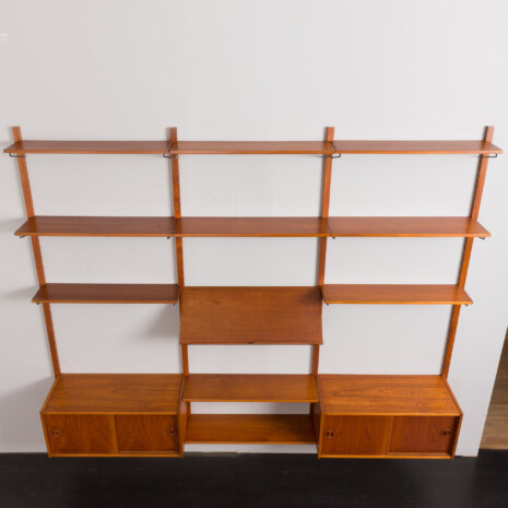 23298 threebay teak wall unit with two cabinets-9 23298 threebay teak wall unit with two cabinets-9