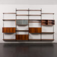 23327 Système d'étagères modulaires en bois de rose avec 5 armoires et 13 étagères, unité murale à 4 travées par Kai Kristiansen, Danemark, années 1960-6