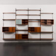 23327 Système d'étagères modulaires en bois de rose avec 5 armoires et 13 étagères, unité murale à 4 travées par Kai Kristiansen, Danemark, années 1960-8