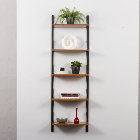 23488 Poul Cadovius 60cm wide Walnut bookshelf with Balck rails and hardware-1 23488 Poul Cadovius 60cm wide Walnut bookshelf with Balck rails and hardware-1