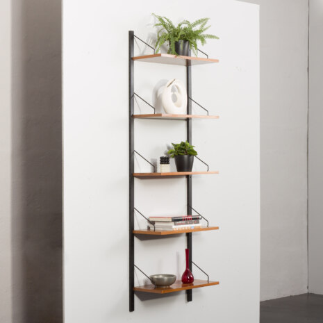 23488 Poul Cadovius 60cm wide Walnut bookshelf with Balck rails and hardware-2 23488 Poul Cadovius 60cm wide Walnut bookshelf with Balck rails and hardware-2