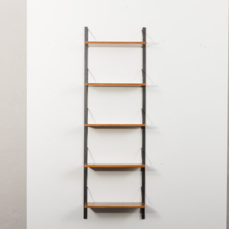 23488 Poul Cadovius 60cm wide Walnut bookshelf with Balck rails and hardware-4 23488 Poul Cadovius 60cm wide Walnut bookshelf with Balck rails and hardware-4