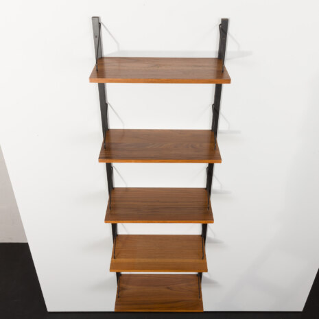 23488 Poul Cadovius 60cm wide Walnut bookshelf with Balck rails and hardware-5 23488 Poul Cadovius 60cm wide Walnut bookshelf with Balck rails and hardware-5