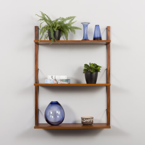 23491 Poul Cadovius walnut teak wall unit with 3 shelves, Denmark 1960s-1 23491 Poul Cadovius walnut teak wall unit with 3 shelves, Denmark 1960s-1