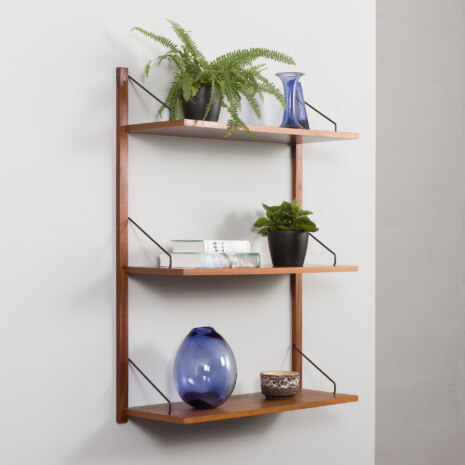 23491 Poul Cadovius walnut teak wall unit with 3 shelves, Denmark 1960s-2 23491 Poul Cadovius walnut teak wall unit with 3 shelves, Denmark 1960s-2
