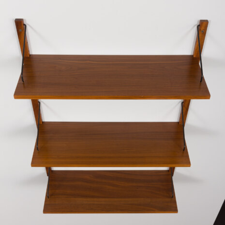 23491 Poul Cadovius walnut teak wall unit with 3 shelves, Denmark 1960s-5 23491 Poul Cadovius walnut teak wall unit with 3 shelves, Denmark 1960s-5