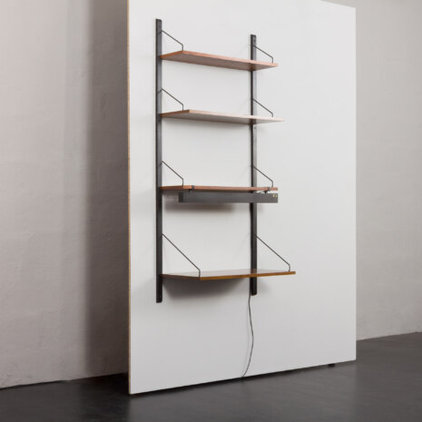 23492 Poul Cadovius home office wall unit in walnut with desk shelf and a portable lamp, Denmark 1960s-5 23492 Poul Cadovius home office wall unit in walnut with desk shelf and a portable lamp, Denmark 1960s-5