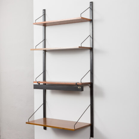 23492 Poul Cadovius home office wall unit in walnut with desk shelf and a portable lamp, Denmark 1960s-7 23492 Poul Cadovius home office wall unit in walnut with desk shelf and a portable lamp, Denmark 1960s-7