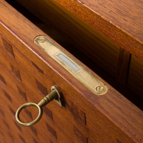 23496 Poul Cadovius teak home office drop front desk wall unit with 3 shelves for Cado, Denmark 1960s-11 23496 Poul Cadovius teak home office drop front desk wall unit with 3 shelves for Cado, Denmark 1960s-11