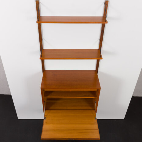 23496 Poul Cadovius teak home office drop front desk wall unit with 3 shelves for Cado, Denmark 1960s-13 23496 Poul Cadovius teak home office drop front desk wall unit with 3 shelves for Cado, Denmark 1960s-13