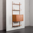 23496 Poul Cadovius teak home office drop front desk wall unit with 3 shelves for Cado, Denmark 1960s-3