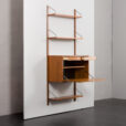 23496 Poul Cadovius teak home office drop front desk wall unit with 3 shelves for Cado, Denmark 1960s-4