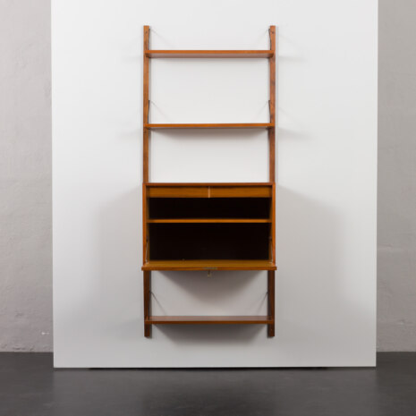 23496 Poul Cadovius teak home office drop front desk wall unit with 3 shelves for Cado, Denmark 1960s-6 23496 Poul Cadovius teak home office drop front desk wall unit with 3 shelves for Cado, Denmark 1960s-6