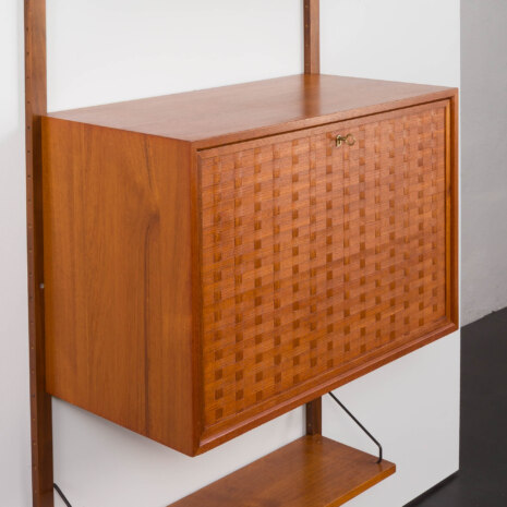23496 Poul Cadovius teak home office drop front desk wall unit with 3 shelves for Cado, Denmark 1960s-8 23496 Poul Cadovius teak home office drop front desk wall unit with 3 shelves for Cado, Denmark 1960s-8