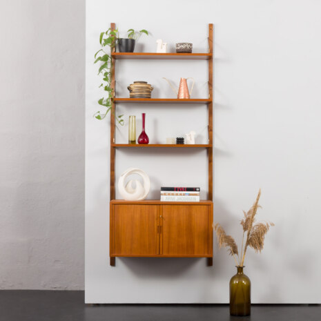 23502 Poul Cadovius Wall unit in teak with tambour doors cabinet to Poul Cadovius -1 23502 Poul Cadovius Wall unit in teak with tambour doors cabinet to Poul Cadovius -1
