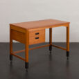 23509 Small Danish teak mid century desk with black handles and feet by Nipu Mobler 1970s-21