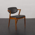 22385 Kai Kristiansen rosewood chair model 42 in black aniline leather, Denmark 1960s-1