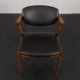 22385 Kai Kristiansen rosewood chair model 42 in black aniline leather, Denmark 1960s-14
