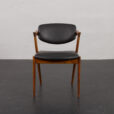 22385 Kai Kristiansen rosewood chair model 42 in black aniline leather, Denmark 1960s-2