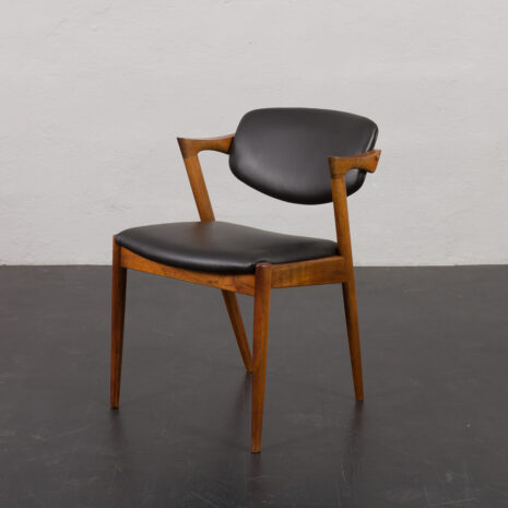 22385 Kai Kristiansen rosewood chair model 42 in black aniline leather, Denmark 1960s-3 22385 Kai Kristiansen rosewood chair model 42 in black aniline leather, Denmark 1960s-3