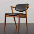 22385 Kai Kristiansen rosewood chair model 42 in black aniline leather, Denmark 1960s-8(1)