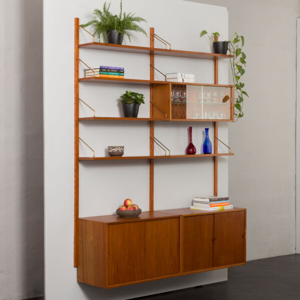 Poul Cadovius Danish 2 bay wall unit in teak for Cado, Denmark, 1960s