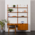 23244 Danish wall unit in teak by Preben Sorensen with a desk and sliding doors cabinet, 1960s-1