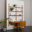 23244 Danish wall unit in teak by Preben Sorensen with a desk and sliding doors cabinet, 1960s-2
