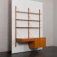 23244 Danish wall unit in teak by Preben Sorensen with a desk and sliding doors cabinet, 1960s-3