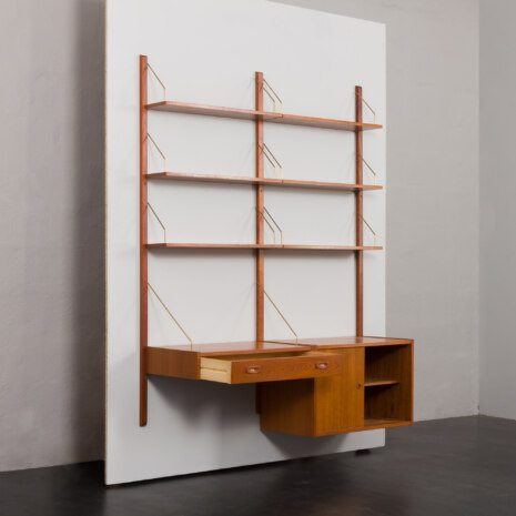 23244 Danish wall unit in teak by Preben Sorensen with a desk and sliding doors cabinet, 1960s-4 23244 Danish wall unit in teak by Preben Sorensen with a desk and sliding doors cabinet, 1960s-4