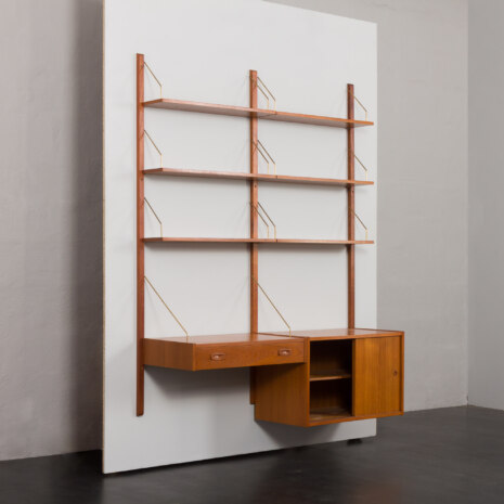 23244 Danish wall unit in teak by Preben Sorensen with a desk and sliding doors cabinet, 1960s-5 23244 Danish wall unit in teak by Preben Sorensen with a desk and sliding doors cabinet, 1960s-5