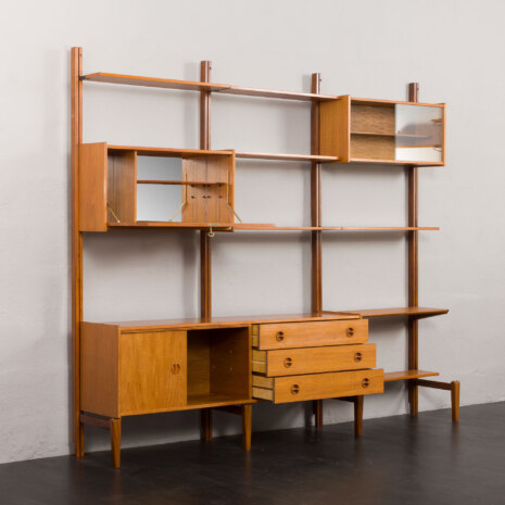 23356 three bay wall unit in teak-4 23356 three bay wall unit in teak-4