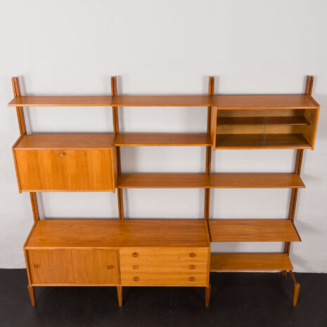 23356 three bay wall unit in teak-9 23356 three bay wall unit in teak-9
