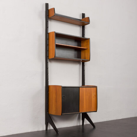 23531 Upcycled Ergo vintage wall unit in teak and black varnish, Norway 1960s-9 23531 Upcycled Ergo vintage wall unit in teak and black varnish, Norway 1960s-9