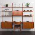 23533 Danish teak 3 bay wall unit in Poul Cadovius style 1970s-1