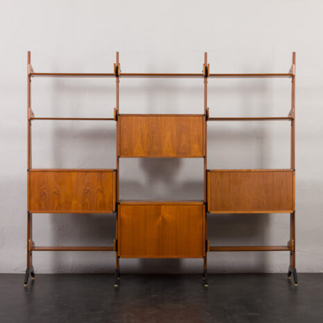 22114 italian freestanding threebay teak wallunit-21 22114 italian freestanding threebay teak wallunit-21