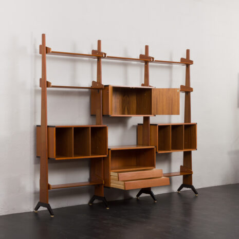 22114 italian freestanding threebay teak wallunit-4 22114 italian freestanding threebay teak wallunit-4