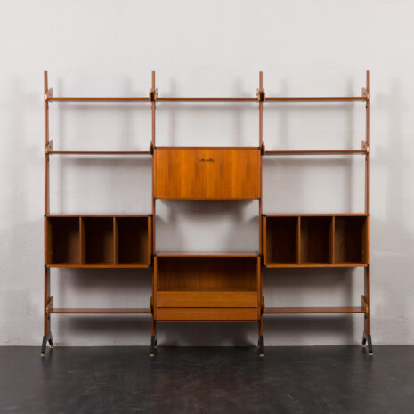 22114 italian freestanding threebay teak wallunit-6 22114 italian freestanding threebay teak wallunit-6