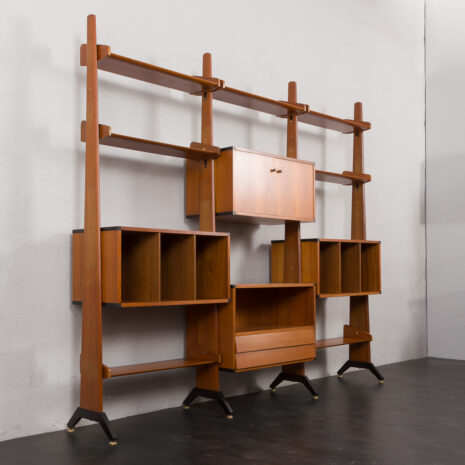 22114 italian freestanding threebay teak wallunit-8 22114 italian freestanding threebay teak wallunit-8