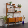Scandinavian free standing wall unit in teak, 1960s