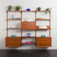 24005 Poul Cadovius three bay teak wall unit-1