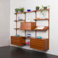Poul Cadovius teak wall unit with 2 dressers for Cado, Denmark 1960s
