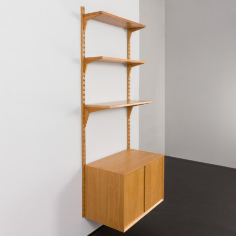 24007 Poul Cadovius one bay oak wall unit with sliding doors cabinet, 1960s-10 24007 Poul Cadovius one bay oak wall unit with sliding doors cabinet, 1960s-10