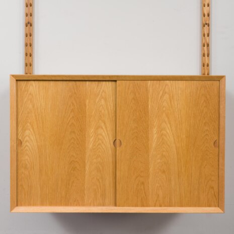 24007 Poul Cadovius one bay oak wall unit with sliding doors cabinet, 1960s-11 24007 Poul Cadovius one bay oak wall unit with sliding doors cabinet, 1960s-11