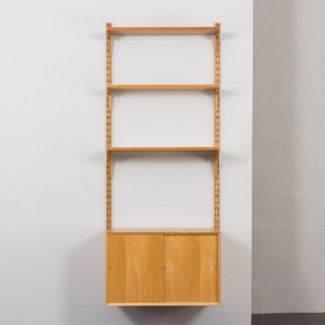 24007 Poul Cadovius one bay oak wall unit with sliding doors cabinet, 1960s-8 24007 Poul Cadovius one bay oak wall unit with sliding doors cabinet, 1960s-8