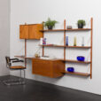 Danish mid century three bay teak wall unit with a dresser in the style of Poul Cadovius, 1960s