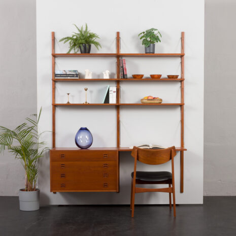 24011 Wandschrank aus Teakholz mit zwei Fächern und Schreibtisch-1 24011 Wandschrank aus Teakholz mit zwei Fächern und Schreibtisch-1