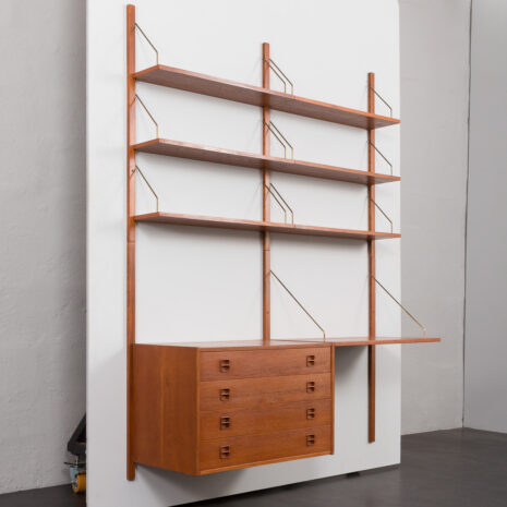 24011 two bay teak wall unit with desk-11 24011 two bay teak wall unit with desk-11